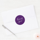 Sticker Rond Calligraphie violette Élégant Merci (Enveloppe)