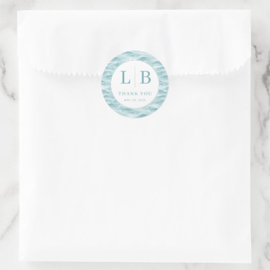 Sticker Rond Calm Teal Water Waves (Sac)