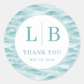 Sticker Rond Calm Teal Water Waves (Devant)