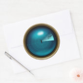 Sticker Rond Calmar géant vu sur navire Sonar Steampunk Nautiqu (Enveloppe)