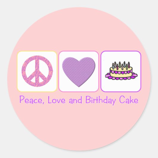 Sticker Rond Calme, amour et gâteau d'anniversaire (Devant)