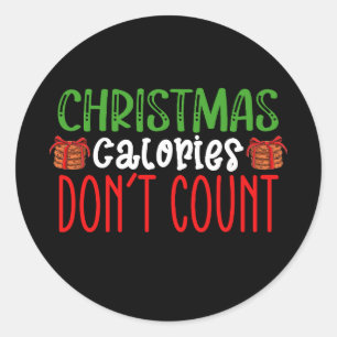 Sticker Rond Calories de Noël ne comptent pas les cookies Famil