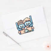 Sticker Rond Camarades de snorkeling (Enveloppe)