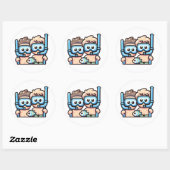 Sticker Rond Camarades de snorkeling (Feuille)