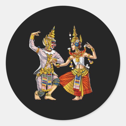 Sticker Rond Cambodge Khmer traditionnelle danse Apsara Cambodg (Devant)