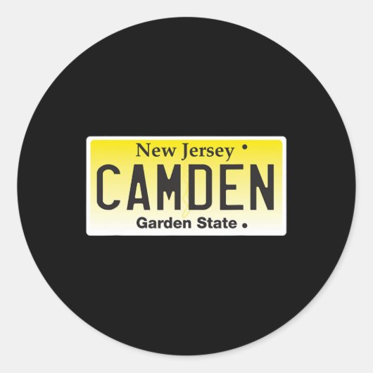 Sticker Rond Camden New Jersey Nj Hometown License Plate Graphi (Devant)
