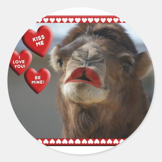 STICKER ROND CAMEL VALENTINE - PORTEFEUILLE - KISS ME! (Devant)