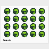Sticker Rond Caméléon mignon vert (Feuille)