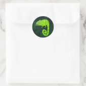 Sticker Rond Caméléon mignon vert (Sac)