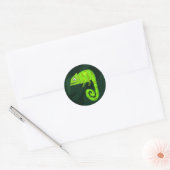 Sticker Rond Caméléon mignon vert (Enveloppe)