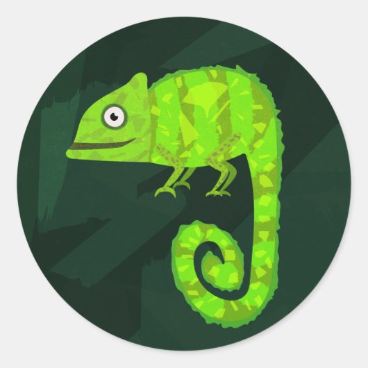Sticker Rond Caméléon vert mignon (Devant)
