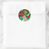 Sticker Rond Camellias rouge avec fleur d'aquarelle de feuillag (Sac)