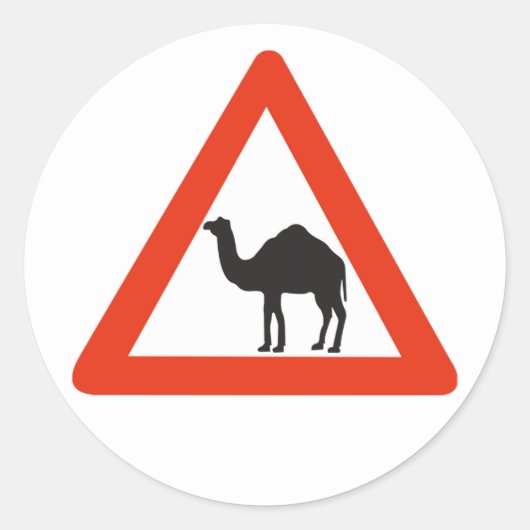 Sticker Rond Camels de prudence, Signal de circulation, Émirat (Devant)
