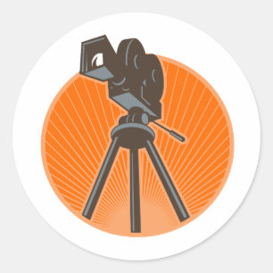 Sticker Rond Caméra de 35 mm vintage Retro