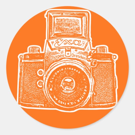 Sticker Rond Caméra de l'Allemagne de l'Est II - Orange (Devant)