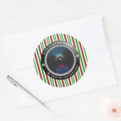 Sticker Rond Caméra espion du Père Noël (Enveloppe)