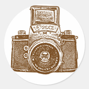 Sticker Rond Caméra est-allemande - Brown