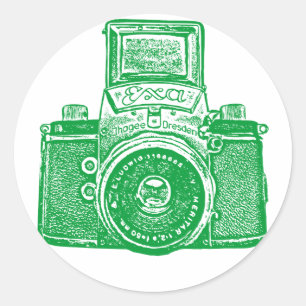 Sticker Rond Caméra Est Allemande - Vert Herbe
