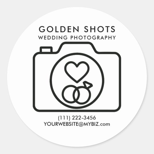 Sticker Rond Camera Heart Minimal Photographie Mariage moderne (Devant)