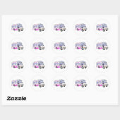 Sticker Rond Caméra rose caricature (Feuille)