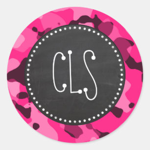 Sticker Rond Caméra rose profond ; aspect tableau noir