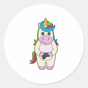 Sticker Rond Caméra Unicorn