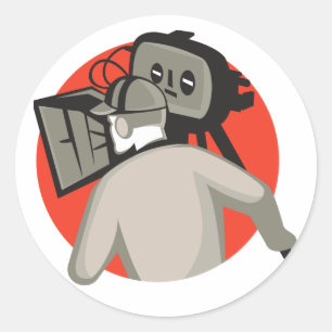 Sticker Rond caméra vidéo de l'équipe de tournage