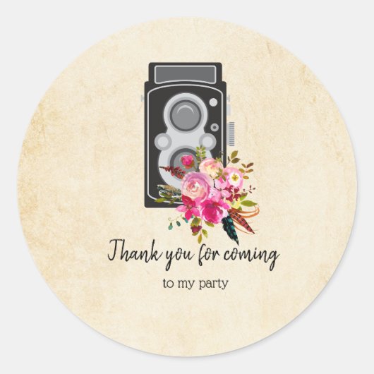 Sticker Rond caméra vintage (Devant)