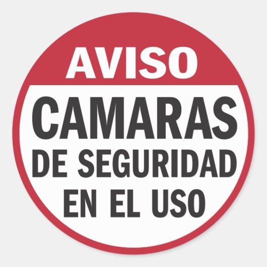 Sticker Rond Caméras de sécurité en utilisation Aviso en espagn (Devant)
