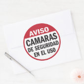 Sticker Rond Caméras de sécurité en utilisation Aviso en espagn (Enveloppe)