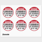 Sticker Rond Caméras de sécurité en utilisation Aviso en espagn (Feuille)