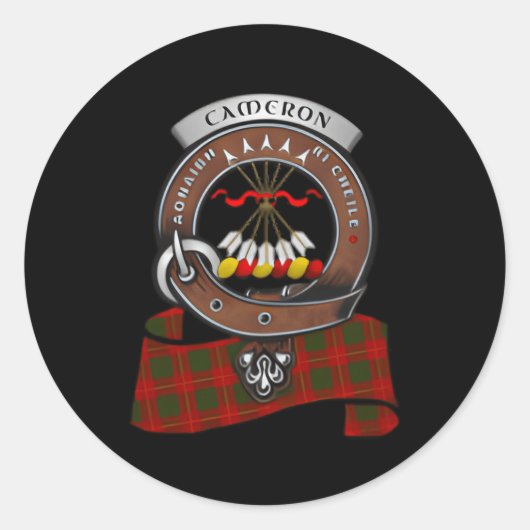 Sticker Rond Cameron Scottish Clan Badge Tan (Devant)