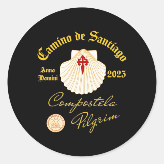 Sticker Rond Camino De Santiago Anno Domini 2023 Scallop Shell (Devant)