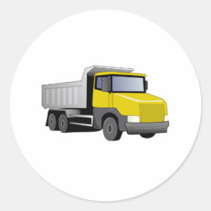 Sticker Rond Camion à benne basculante jaune