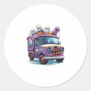 Sticker Rond Camion à glace hanté