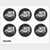 Sticker Rond Camion Courrier (Feuille)