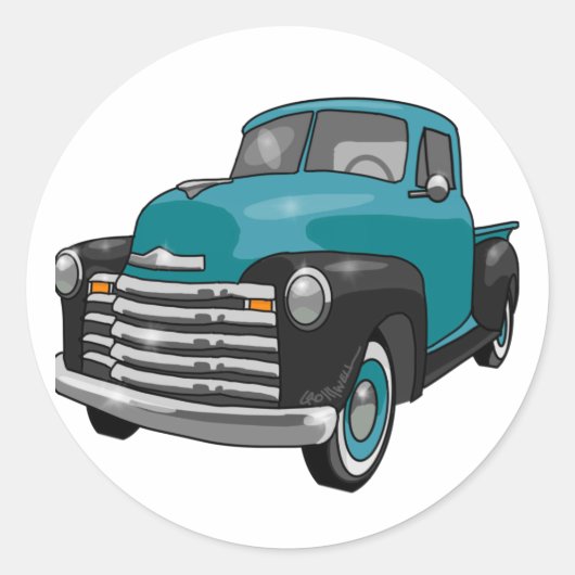 Sticker Rond Camion de camionnage Chevrolet Stepside 1951 (Devant)