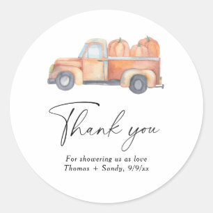 Sticker Rond Camion de citrouilles - Cadeau Baby Shower