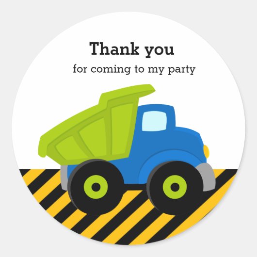 Sticker Rond Camion de construction (Devant)