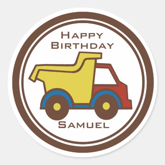 Sticker Rond Camion de construction (Devant)