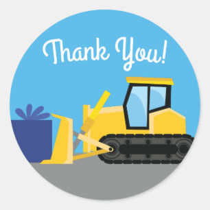 Sticker Rond Camion de construction de fête d'anniversaire pour