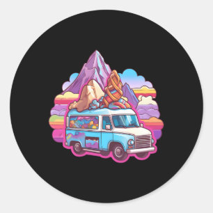 Sticker Rond Camion De Crème De Glace À Hills Fournisseur De Cr