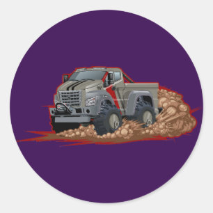 Sticker Rond Camion de dessin animé
