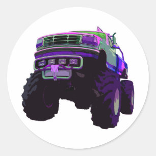 Sticker Rond Camion de monstre pourpre