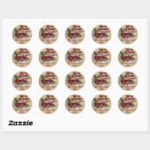 Sticker Rond Camion de Noël rustique classique rétro (Feuille)