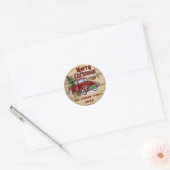 Sticker Rond Camion de Noël rustique classique rétro (Enveloppe)