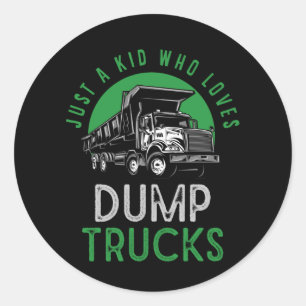 Sticker Rond Camion de pompage Enfants Garçons Camion de recycl