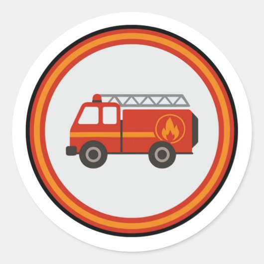 Sticker Rond Camion de pompiers (Devant)