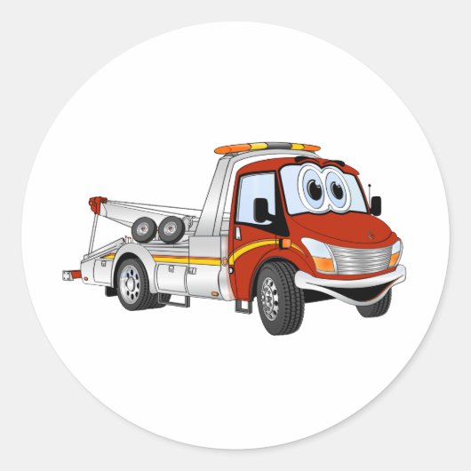 Sticker Rond Camion de remorque en argent rouge (Devant)