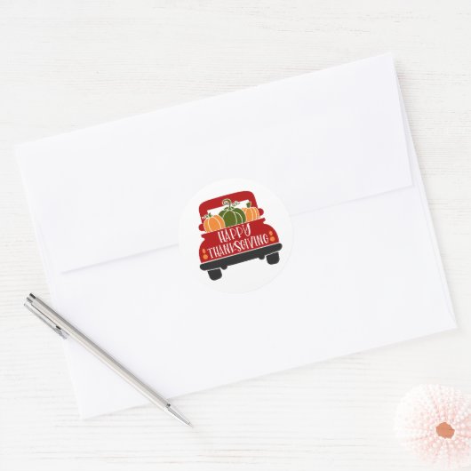 Sticker Rond Camion de Thanksgiving (Enveloppe)